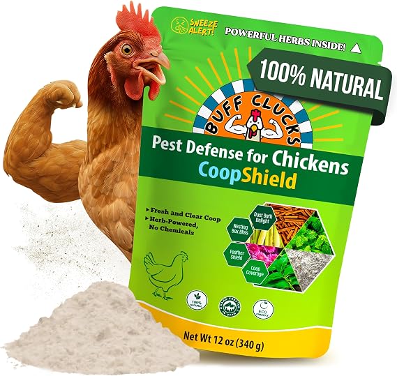 Buff Clucks Dust Bath for Chicken Nesting Herbs Blend Coop Floor, 12 oz | Natural Chicken Dust Bath Keep Feathers Clean & Healthy, No Artificial Additives & Fillers, Nesting Box Herbs for Bedding