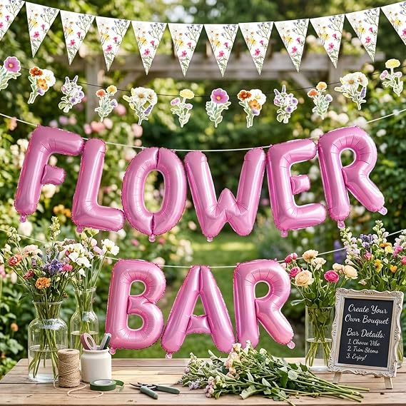 Flower Bar Balloons Sign Wildflower Floral Bridal Shower Party Decorations