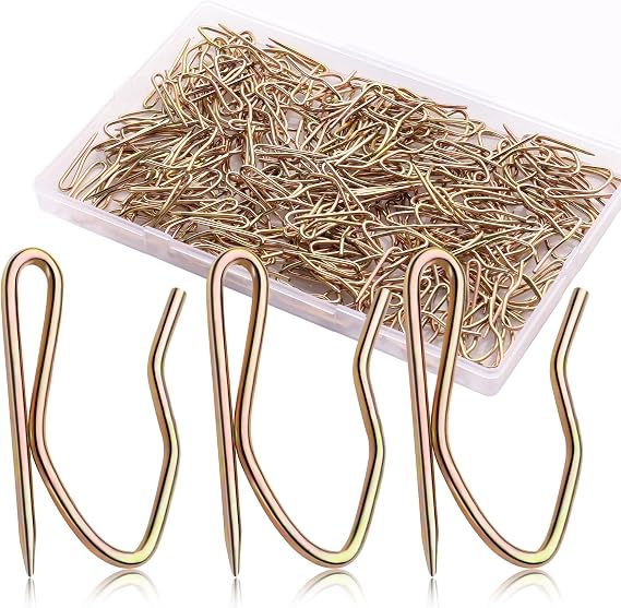 Metal Curtain Hooks, 200pcs Drapery Pins Stainless Steel Pin-on Hooks for Window Shower Door Curtain, Bronze