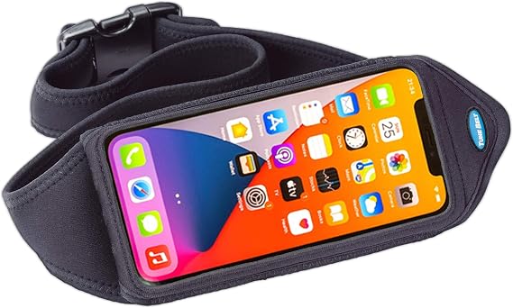 Tune Belt IP7 Running Belt for Women Men, Cell Phone Belt Holder, Waist Fanny Pack For iPhone 14/15, 14/15 Pro, 11/12/13 Pro, 12/13 mini, X/XS/XR, Galaxy S22/S23, With Accessory Pocket Black
