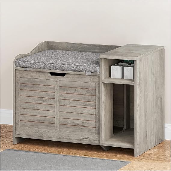 White Fir Wood Cat Litter Box Enclosure with Top Opening for Small Cats, Privacy Cabinet Furniture Hidden House - Not Suitable for Maine Coon - Easy Cleaning