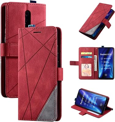 Cover Compatible with Xiaomi Mi 9T 4G  Mi 9T Pro 4G,Compatible with Redmi K20 4G  K20 Pro 4G [PU LeatherShell] Magnetic Closure Card Slot Wallet Flip Kickstand Red