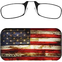 ThinOptics Universal Pod Case + Rectangular Reading Glasses, Rustic Flag, 44mm + 1.5