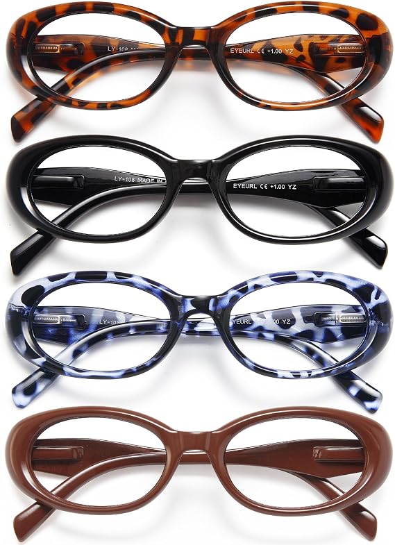 EYEURL Reading Glasses for women Oval Blue Light Blocking Glasses Computer Readers for Women Anti-Glare/UV Rays Eyeglasses with Spring Hinges 1.25