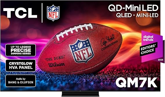 TCL 65 Inch Class QM7K Series | Mini LED QLED 4K HDR | 65QM7K, 2025 Model | 120HZ-144HZ Anti Reflective Screen Smart Google TV Dolby Atmos Onkyo Audio | Voice Remote Alexa Gaming Streaming Television