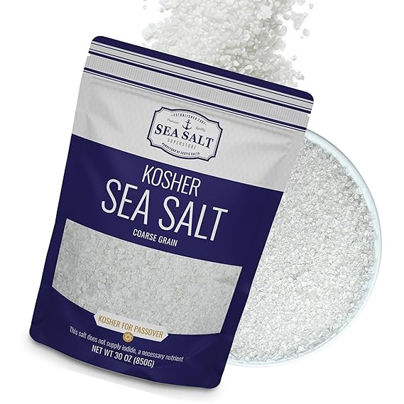 Sea Salt Superstore Kosher Sea Salt, Coarse Grain, Non-Iodized, 30 oz Bag