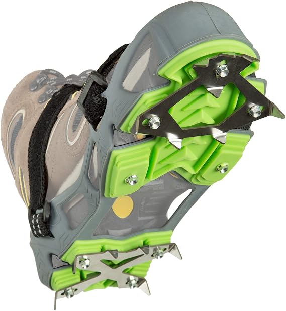 STABILicers Hike Macro Traction Crampons for Walking or Hiking on Snow and Ice,Grey/Green, (1 Pair)