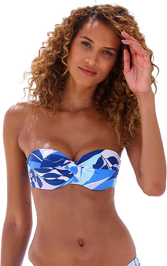 LASCANA Women's Tropical Print Bandeau Bikini Top - Strapless Swimwear with Bold Design