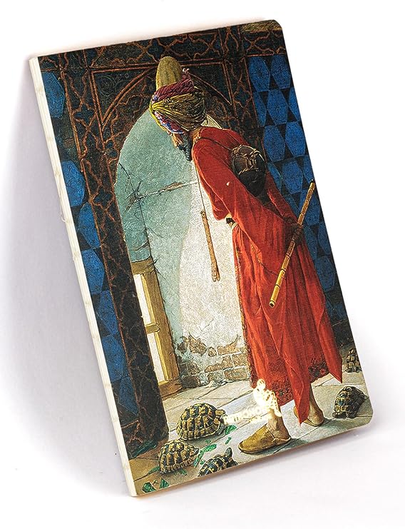Retronote Kaplumbağa Terbiyecisi, Osman Hamdi Bey 1906, Vintage Defter VII, Çizgisiz, 96 Sayfa, İplik Dikiş, Esnek Kapak, Yaldızlı Oval Kenar, Tuval Doku, 90 gram, Fildişi Renk, 14,8x21x1cm