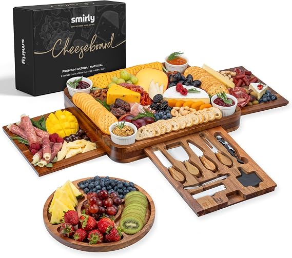 SMIRLY Charcuterie Boards Set, Large Cheese Board Set, Acacia