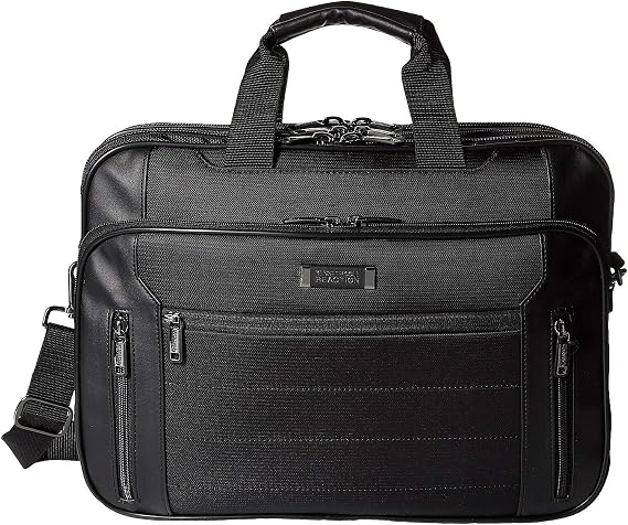 Kenneth Cole Reaction Keystone 1680d Polyester Dual Compartment 17" Laptop Business Portfolio, Black