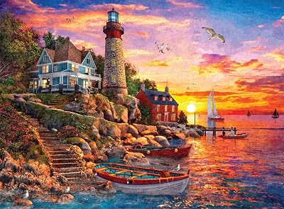 Buffalo Games - Dominic Davison - Sunset at Lighthouse Bay - 1000 Piece Jigsaw Puzzle for Adults -Challenging Puzzle Perfect for Game Nights - Finished Size is 26.75 x 19.75