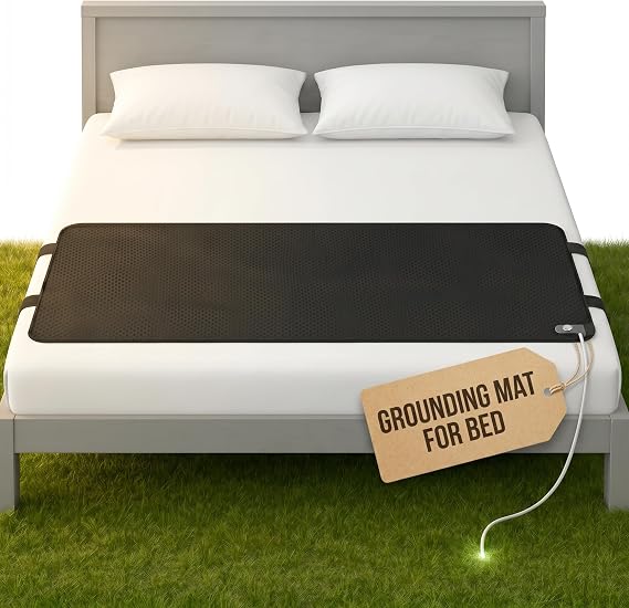 Grounding Mat for Bed (King/Queen/Full/Twin) - Earthing Grounding Pad, Soft Breathable Conductive Carbon Sleep Mat, Better Sleep & Muscle Relaxation, Anti-Slip Durable, Easy Setup, Gift Box Included