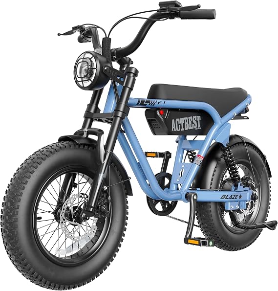 ACTBEST Blaze 16" Fat Tire Electric Bike for Adults/Teens, 1500W Peak Motor, 48V13AH/15.6AH Battery, Full Suspension All-Terrain eBike for Mountain,Snow,Sand