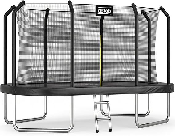 12 FT/14 FT Rectangle Trampoline with Net | Perfect Outdoor Rectangular Trampolines for Kids - Gymnastics Style Tranpoline with Enclosure & Ladder , Max Load 440 lbs