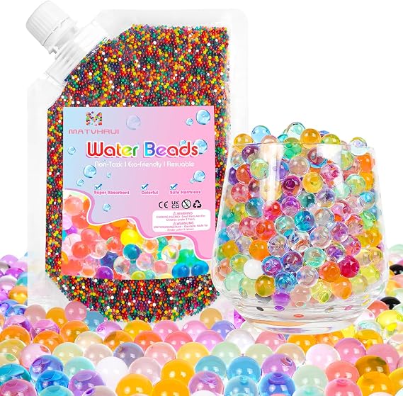 MATVHRUI WasserPerlen 60000 Pieces for Plants Colourful Gel Beads Non-Toxic Reusable Water Beads for Decoration Floating Candles Wedding Centrepiece Vase Filler