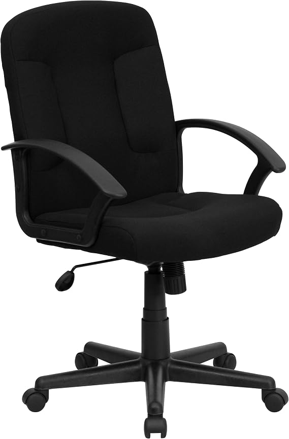 Flash Furniture Fabric Swivel Office Chair with Nylon Arms, Black