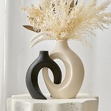 AWNR Ceramic Vase Wedding Decor: Set of 2 Black & White Flower Vases for Modern Home Decor