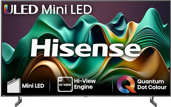 Hisense 75 Inch 4K MiniLED TV 75U6NQTUK - Quantum Dot Colour, Dolby Vision Atmos, Hi-View Engine, FilmMaker Mode, Vidaa OS with Voice Control, Freely, Youtube, Netflix and Disney+ (2024 Model)