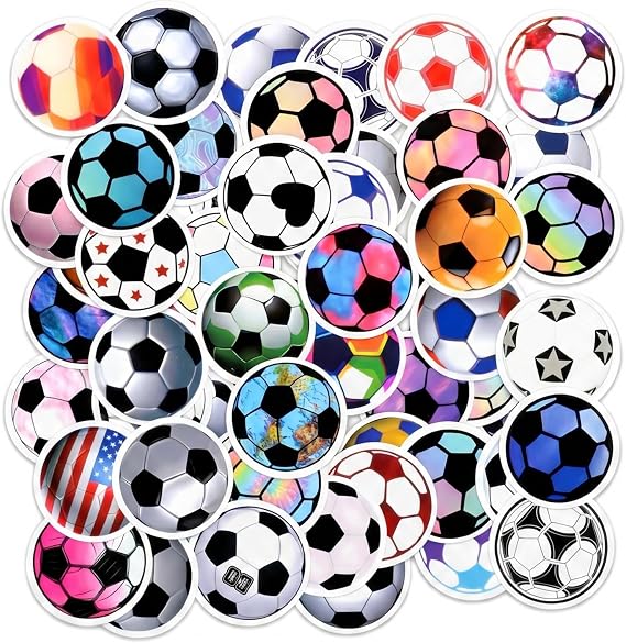 60 Pcs Football Stickers for Kids Teens Adults, Waterproof Soccer Vinyl Decals for Water Bottle Laptop Skateboard Luggage, Sports Day Party Favors Gifts for Boys and Football Fans