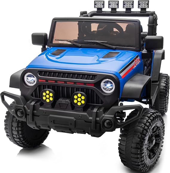 Hikiddo 4WD Kids Ride on Car Truck, 12V 7Ah Kids Electric Vehicles Car Ride on Toy for Toddlers with Remote Control - Blue