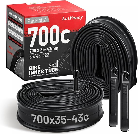 LotFancy 700C Bike Tubes, 2Pcs 700x35/43c Road Bike Tube (35/43-622),700x35C 700x38C 700x40C 700x42C 700x43C Bicycle Tire Tubes, 40-622 28" x 1-5/8 x 1 1/2 Tube