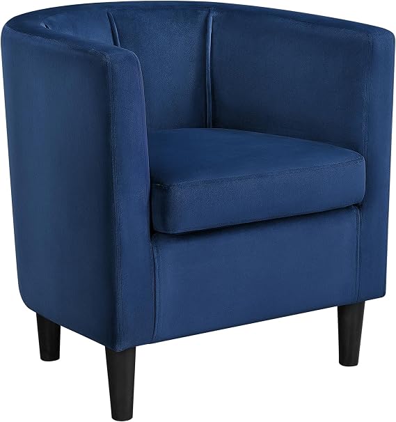 Yaheetech Barrel Accent Chair, Upholstered Modern Armchair, Blue