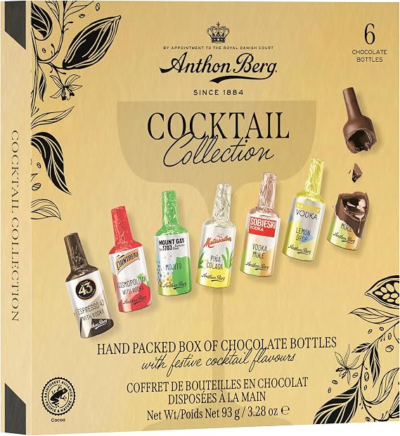 Anthon Berg 6 Chocolate Cocktails, 93 g (Pack of 1) | Dark Chocolate Shell, Spirit & Fruit Concentrate Fillings, Luxurious Gift Collection