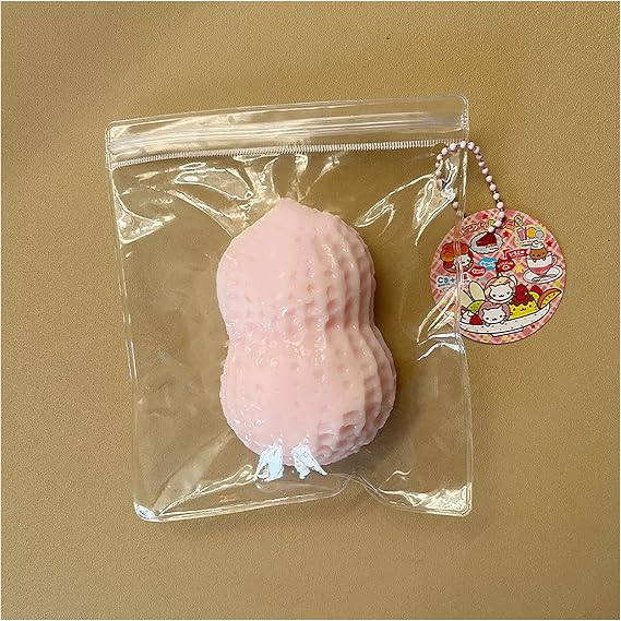 Taba Squishy Peanut,Kawaii Squishies Silicone Toys,Stress Relieving Fur Ball OPP Packaging Gifts|Squishy Fidget Toys for Anxiety&Relaxation|Perfect Desk Accessory for Adults (Large-Pink)
