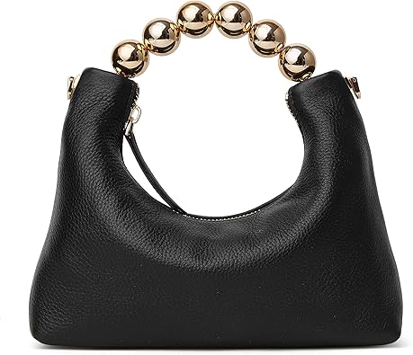 DORIS&JACKY Small Top Handle Clutch Purse for Women, Designer Evening Bag With Pearl Tote Handle and Chain Strap