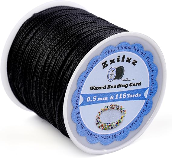 0.5mm Waxed Cord Black Beading Thread Friendship Bracelet String