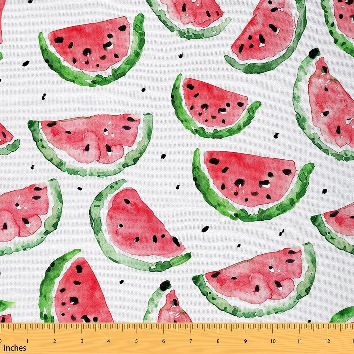 Feelyou Watermelon Fabric by The Yard, Summer Fresh Fruit Upholstery Fabric for Chairs Sofa Couch, Watercolor Watermelon Outdoor Fabric Waterproof, 1 Yard, Pink Green