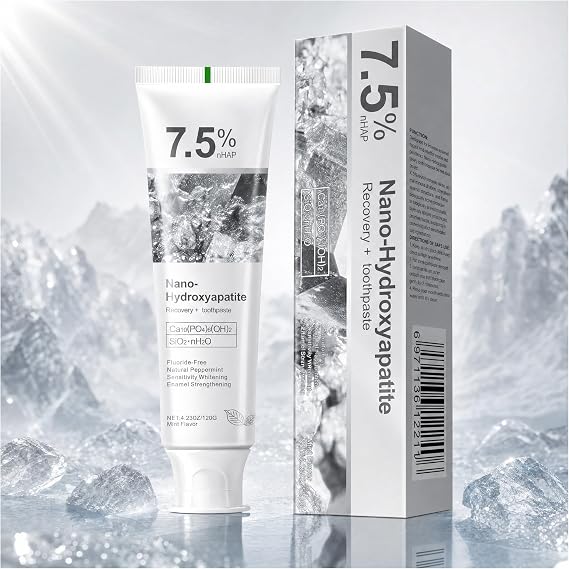 7.5% Hydroxyapatite Toothpaste for Enamel Protection, Fluoride-Free Formula with Gentle Mint, for Sensitive Teeth, Daily Protection, Long-Lasting Fresh Breath, 4.23 Oz (Grey,1PC)