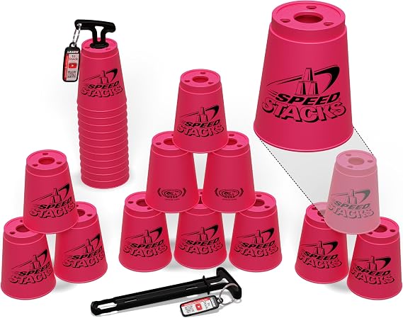 Speed Stacks | Official Sport Stacking Set, Pink - 12 Cups and Holding stem | Top Grade Materials, Low Friction | WSSA Approved