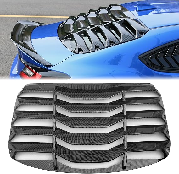 FREEMOTOR802 Rear Window Louver Fits 2022-2026 Subaru BRZ & Toyota GR86 | IKON Style, Carbon Fiber Print, ABS, Rear Windshield Sun Shade Cover, Sport Vent Panel, Privacy Shield Louver, 2PCS