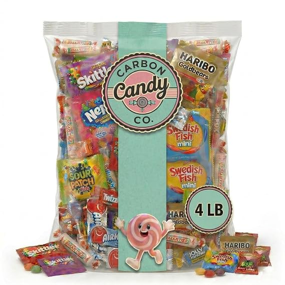 Bulk Candy Variety Pack - 4 lb - Bulk Candy Individually Wrapped - Assorted Mix - Lollipops, Hard, Fruity - Dulces - Big Bag for Party Favors - Fathers Day