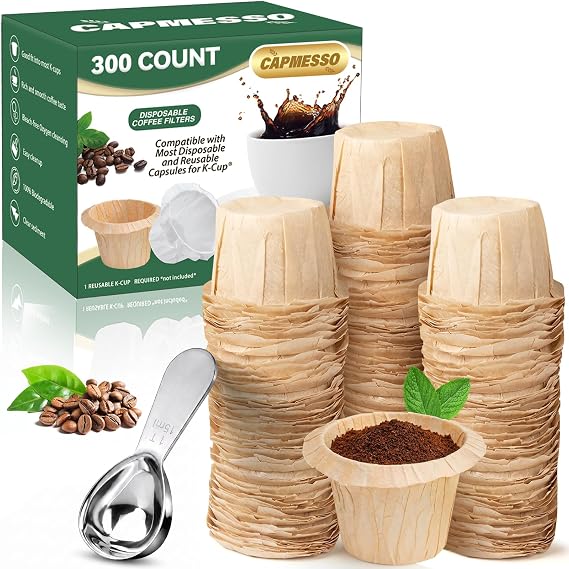 CAPMESSO K-cup Coffee Filters for Keurig: Disposable for One-Lift Cleanup