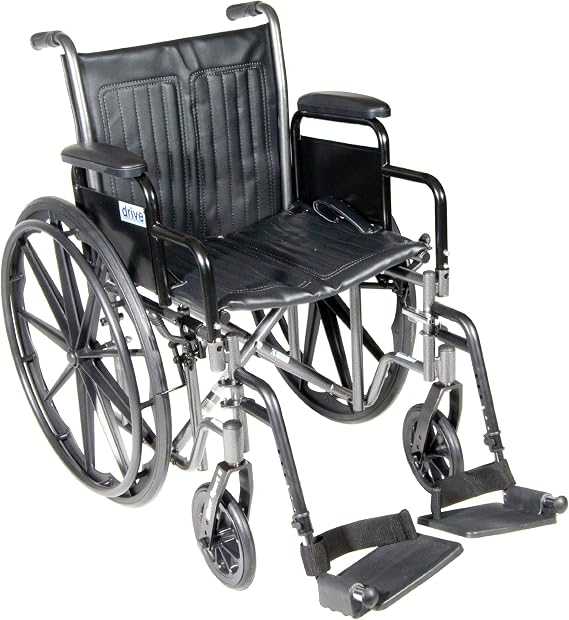 Drive Medical Silver Sport 2 Transport Chair, Footrests, Silver Vein