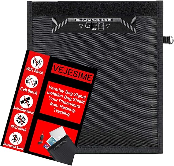 Faraday Çanta, Sinyal İzolasyon Çantası, Telefonunuzu/iPad'inizi Hacking, İzleme ve EMP Koruma Radyasyonundan Koruyun Bu Kılıfı ile -Shields NFC/WiFi/Bluetooth, Telefonlar, Anahtarlıklar ve Kredi