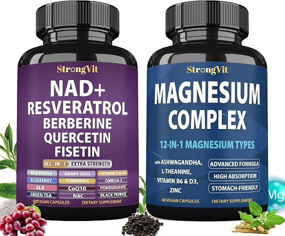 StrongVit NAD Supplement & Magnesium Complex Bundle (120 Capsules)