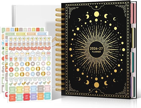 2026 Planner Weekly and Monthly, Hardcover 2026-2027 Planner Calendar Agenda with Stickers, Monthly Tabs, Jan 2026 - Jun 2027, 18 Month Large Daily Planner, 8" x 10", Moon