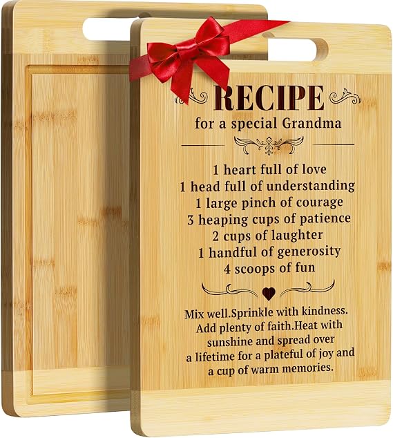 Kikcoin Gifts for Grandma - Bamboo Cutting Boards for Kitchen, Cutting Board Gift for Grandma Birthday Thanksgiving Christmas Great Grandma Gifts for Nana Gigi, Large Cutting Board 13.8" X 9.8"