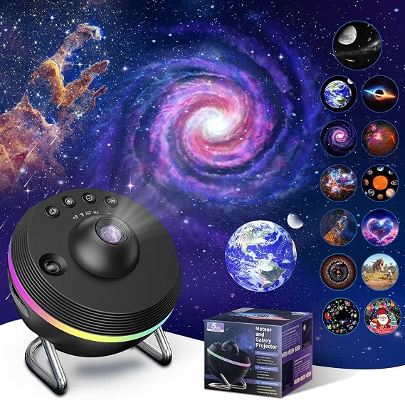 Astarama Galaxy Star Projector, 13 in 1 Planetarium Projector Space Ceiling Nebula Skylight with Light Strip, Dynamic Meteor Effect,Timer. Home Theater Living Room Decor for Kid Adult Gift [Energy Class E]
