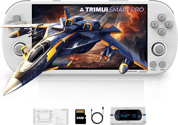 Trimui Smart Pro Handheld Game Console, Retro Hand Held Video Gaming Consoles with 64G/256G TF Card, 5 inch Screen Portable - White 64GB