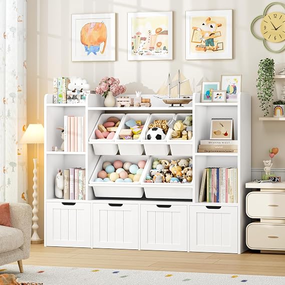 FINETONES Toy Storage Organizer with Movable Drawer Toy Organizer for Kids