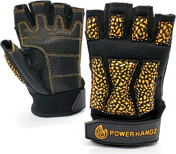 POWERFIT Weighted Training Gloves for Men and Women Weightlifting, Gym, Fitness Training -Fingerless, Non-Slip, Gel Grip - 0.5 lb