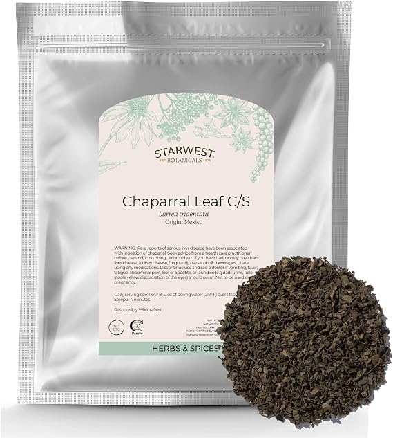 Starwest Botanicals Wildcrafted Chaparral Leaf - Bulk 1 lb Bag | Dried Loose Leaf Herb for Tea, Sourced from Creosote Bush, Cut & Sifted, Certified Kosher