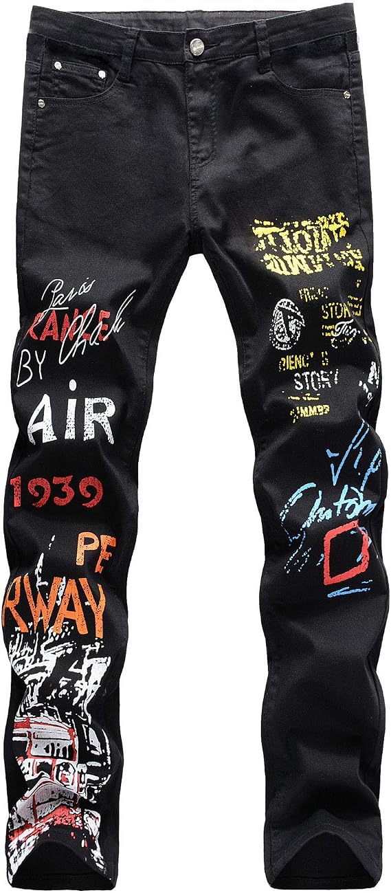 Men Ripped Jeans Fashion Slim Fit Traight Distressed Design Skinny Stretch Comfort Flex Waist Denim Pants