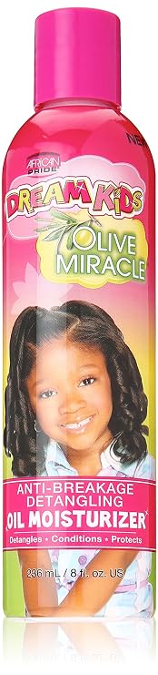 African Pride Dream Kids Olive Miracle Anti-Breakage Detangling Oil Moisturizer - Contains Olive Oil, Detangles & Reduces Hair Breakage, 8 Oz