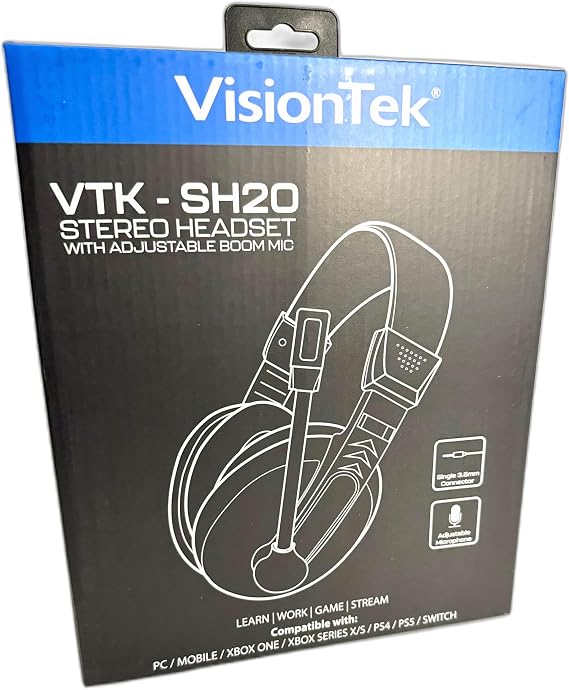 VISIONTEK - VTK-SH20 Stereo Headset with Adjustable Boom MIC - Stereo - MINI-Phone 3.5MM -